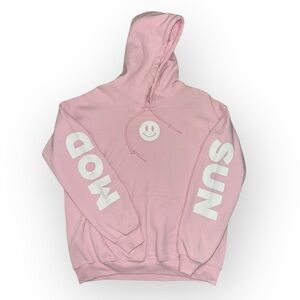 Modsun Pink Hoodie with Smiley Face and Text Large